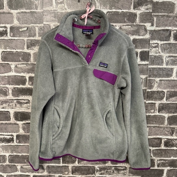 Patagonia Re-Tool Snap-T Pullover sweater jacket gray purple fleece - Picture 1 of 11